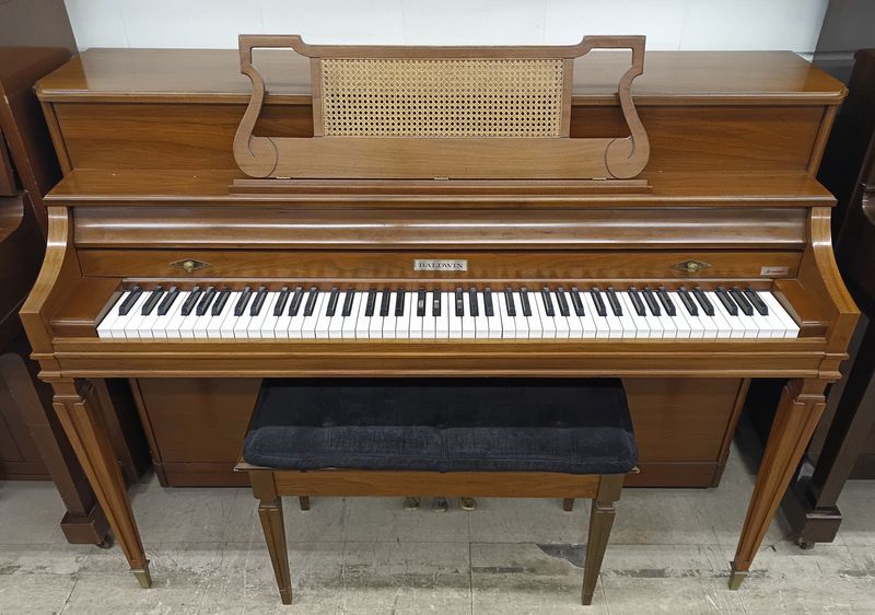 Baldwin Acrosonic Vintage Walnut Console Piano with Cane Panel