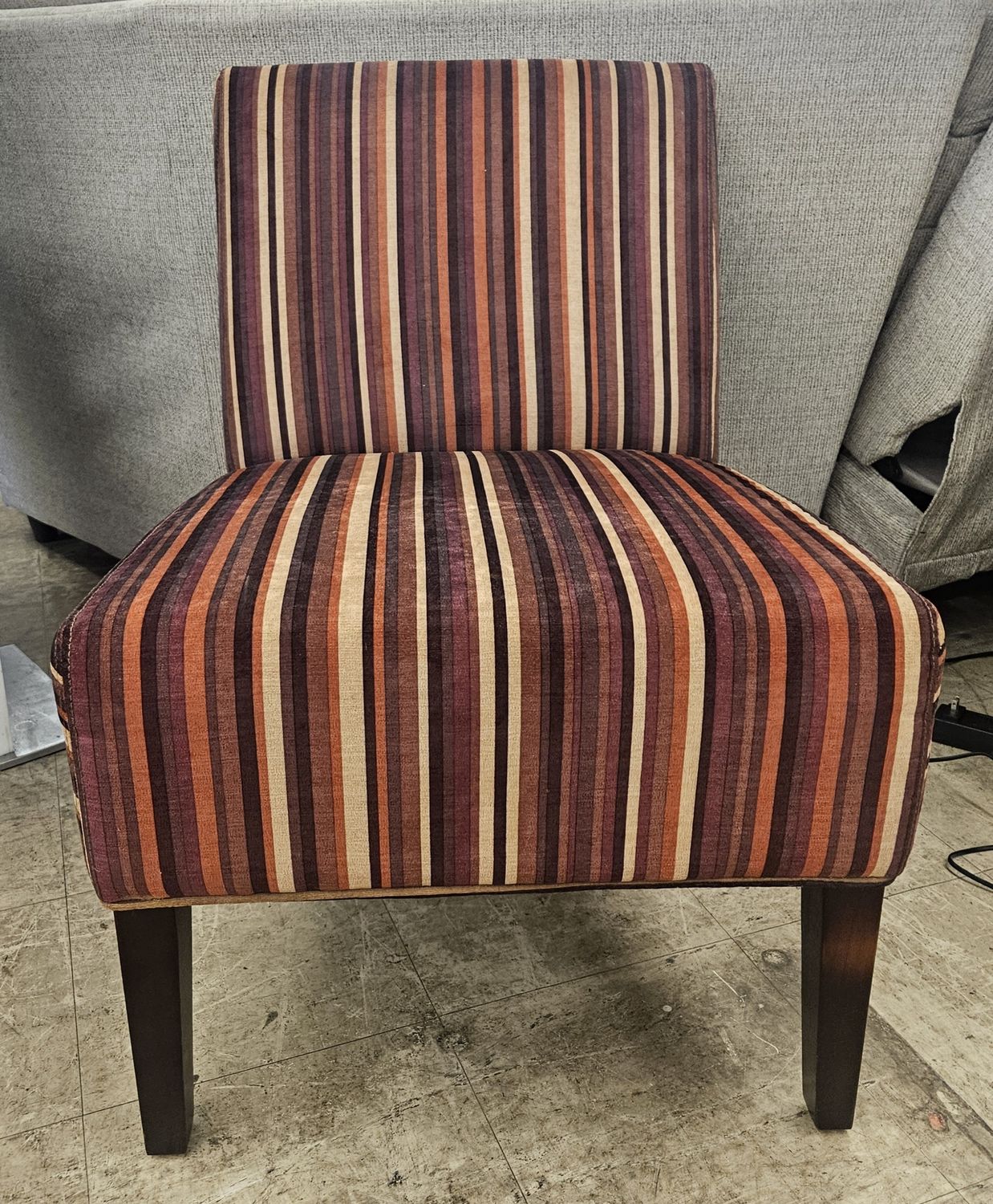 Striped Statement Accent Chair – Warm Tones