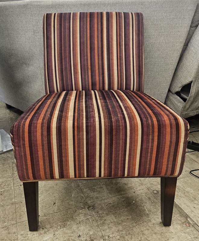 Striped Statement Accent Chair – Warm Tones