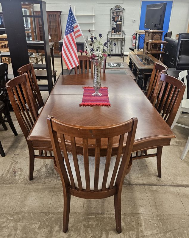 Solid Wood 6-Piece Dining Set – Table + 6 Chairs