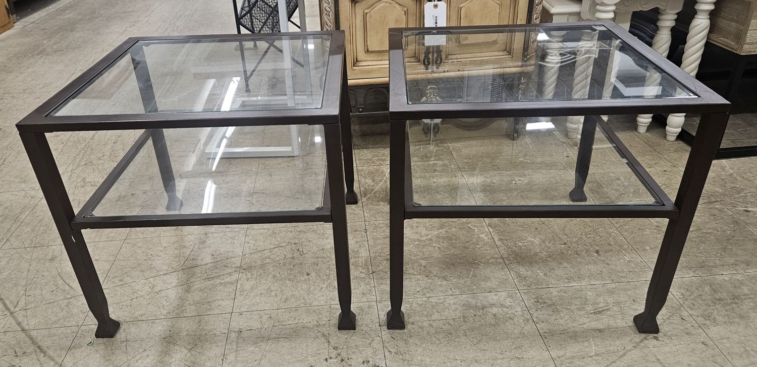 Modern Glass Top End Tables – Set of 2