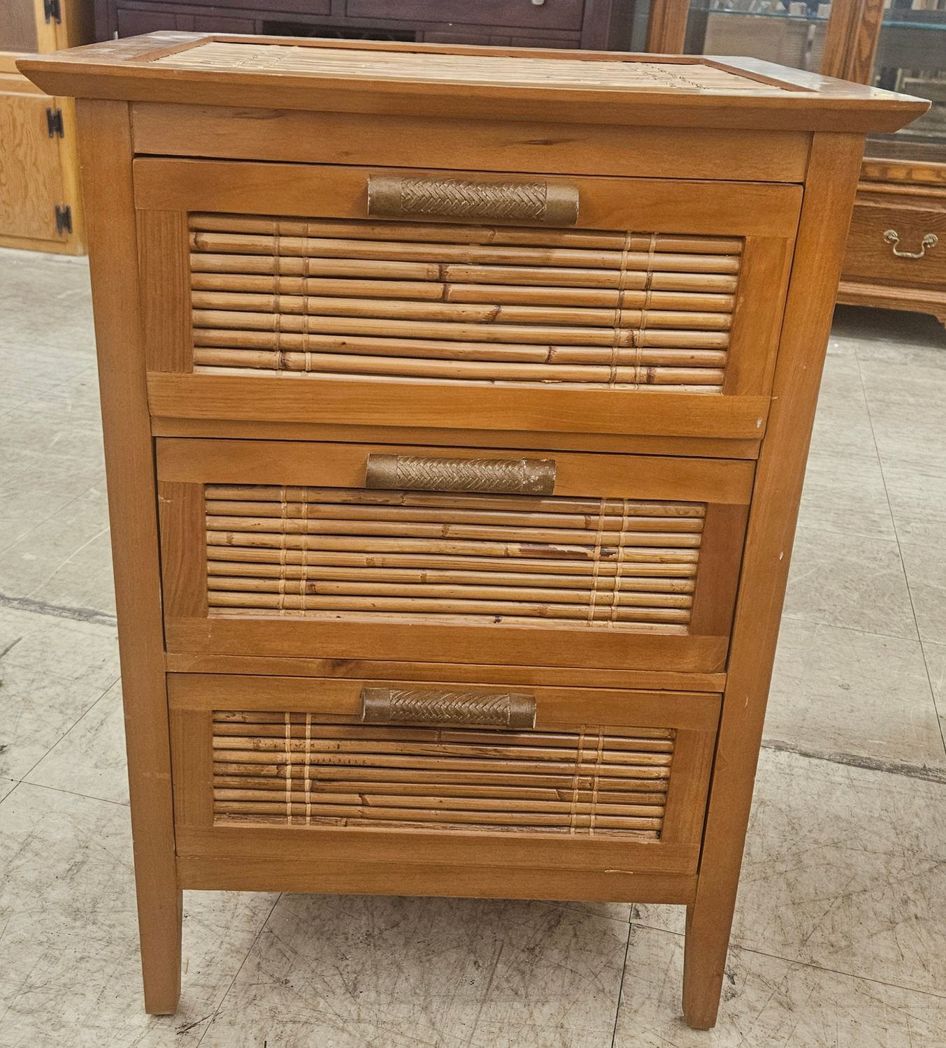 3-Drawer Bamboo Accent Nightstand / Side Table