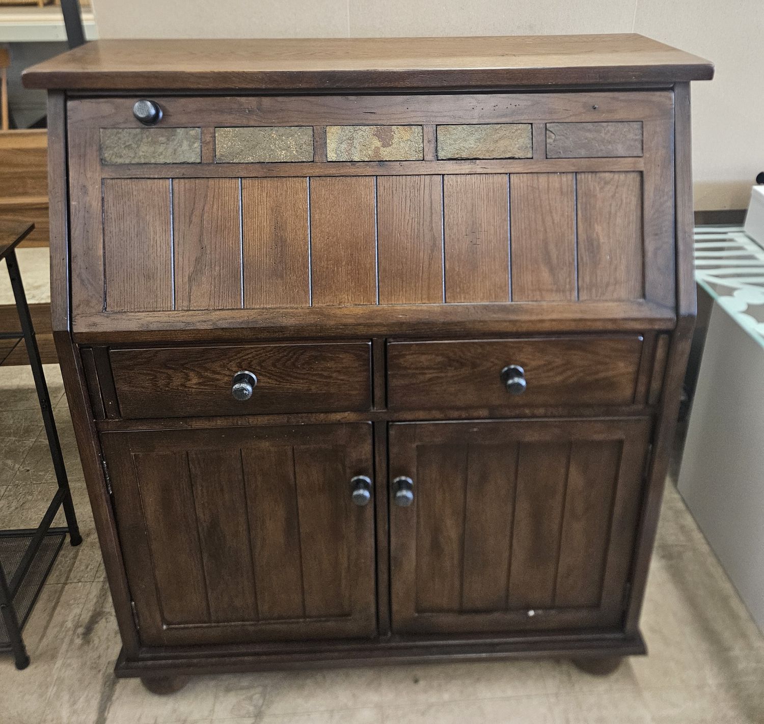 Rustic Roll-Top Secretary Desk Cabinet - FREE DELIVERY