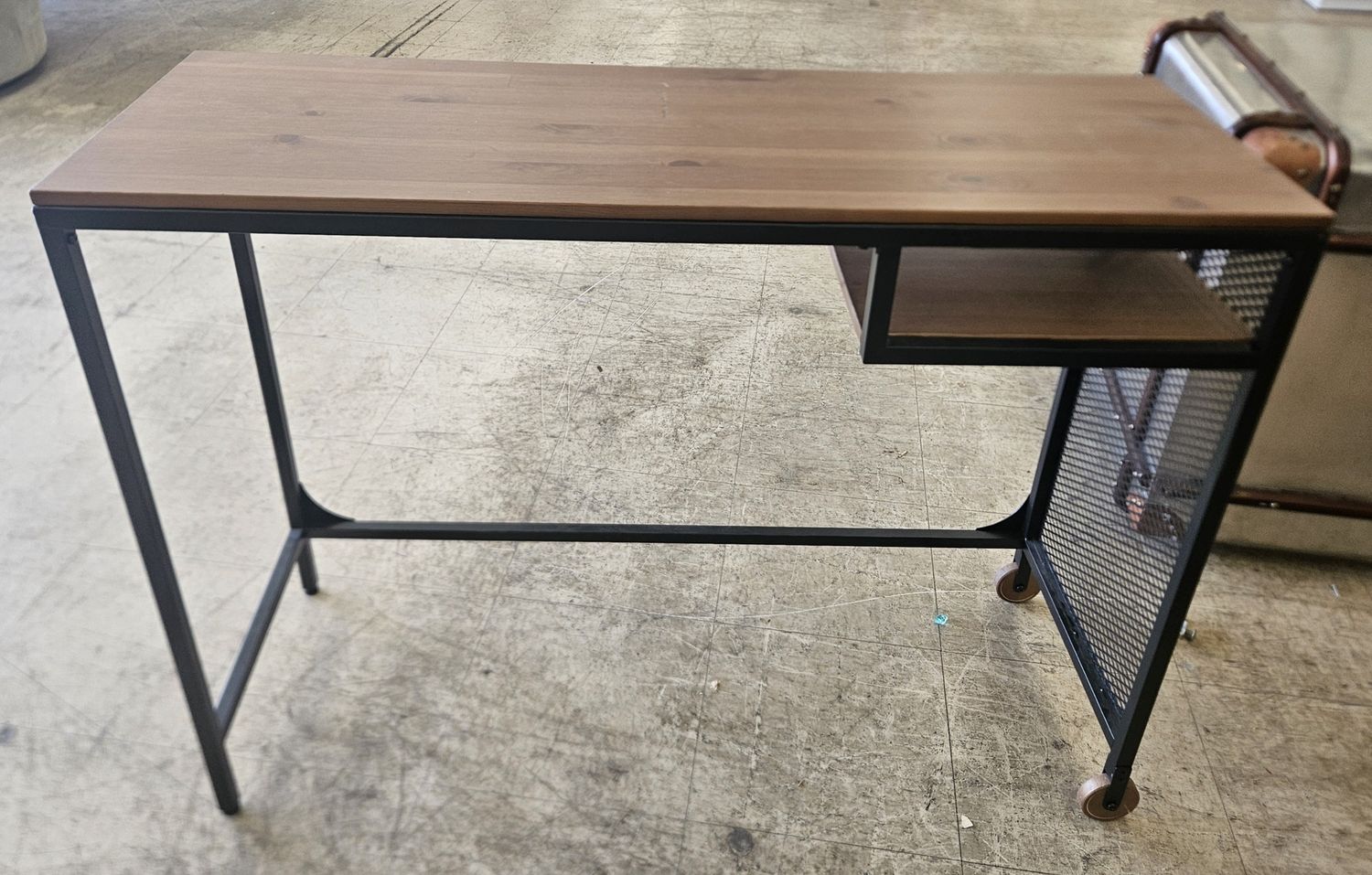 Industrial Wood &amp; Metal Console Desk with Shelf