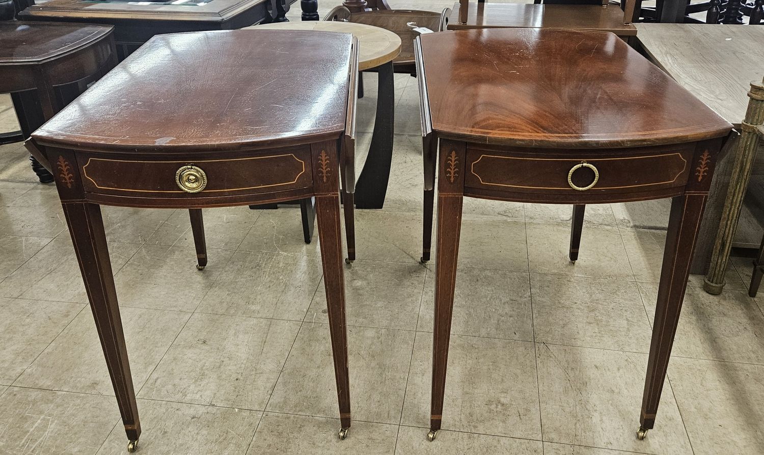 Baker Historic Charleston Drop-Leaf Accent Tables (Pair) - FREE DELIVERY