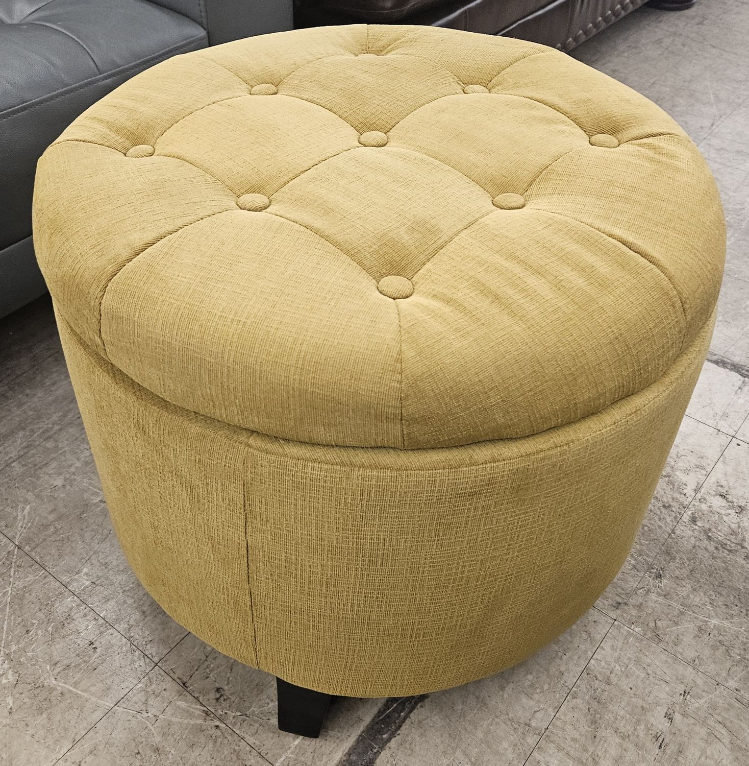 Mustard Yellow Tufted Storage Ottoman