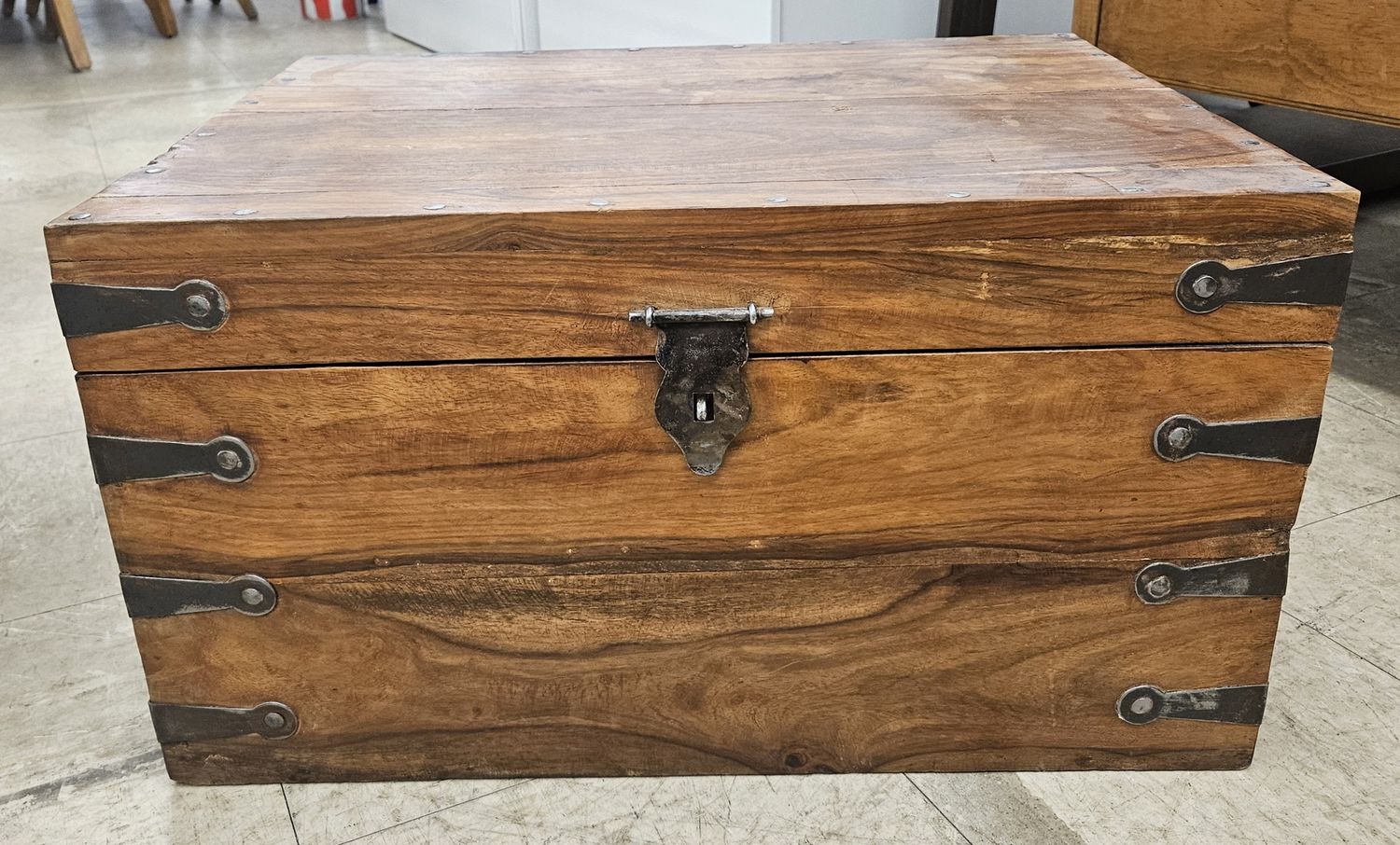 Rustic Solid Wood Storage Trunk Coffee Table
