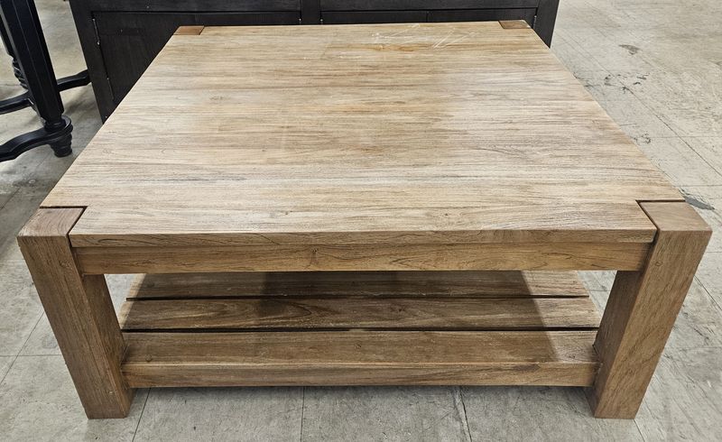 Solid Wood Coffee Table with Lower Shelf