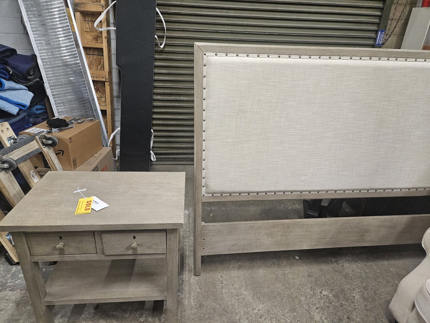 Beautiful gray king bedframe