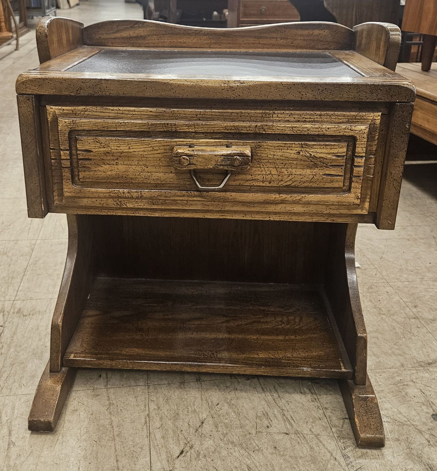 Rustic Solid Wood End Table with Drawer