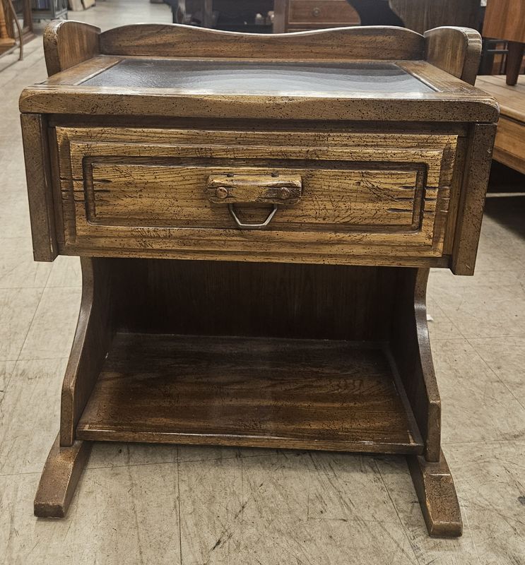Rustic Solid Wood End Table with Drawer