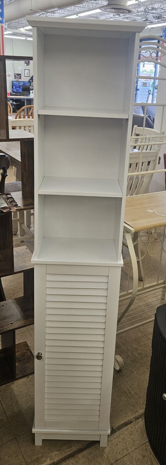 Tall White Bathroom Storage Cabinet (Shelves + Enclosed Storage)