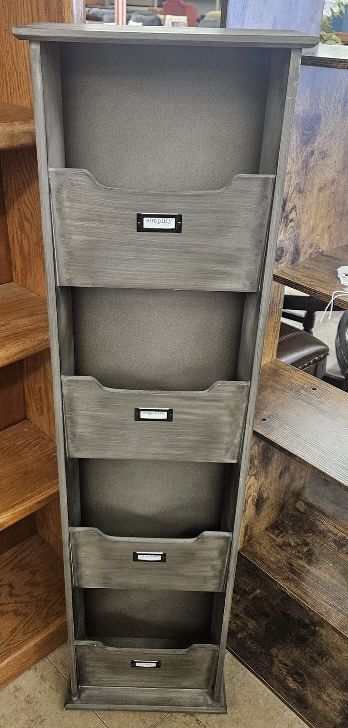 Slim Rustic Organizer Shelf (4-Tier Mail / Magazine Rack)