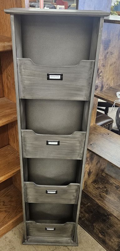 Slim Rustic Organizer Shelf (4-Tier Mail / Magazine Rack)