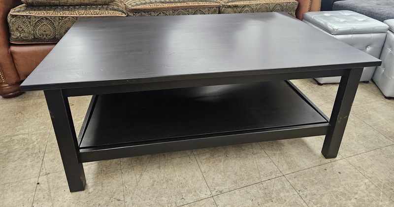 Modern Black Coffee Table with Lower Shelf