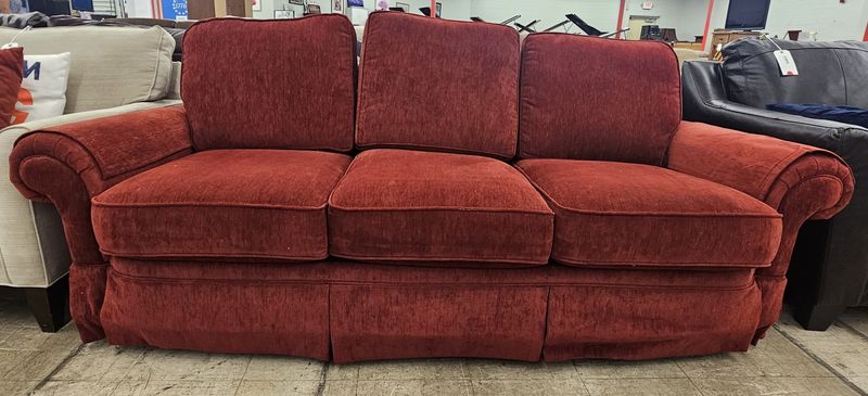 Red Roll Arm Sofa - FREE DELIVERY