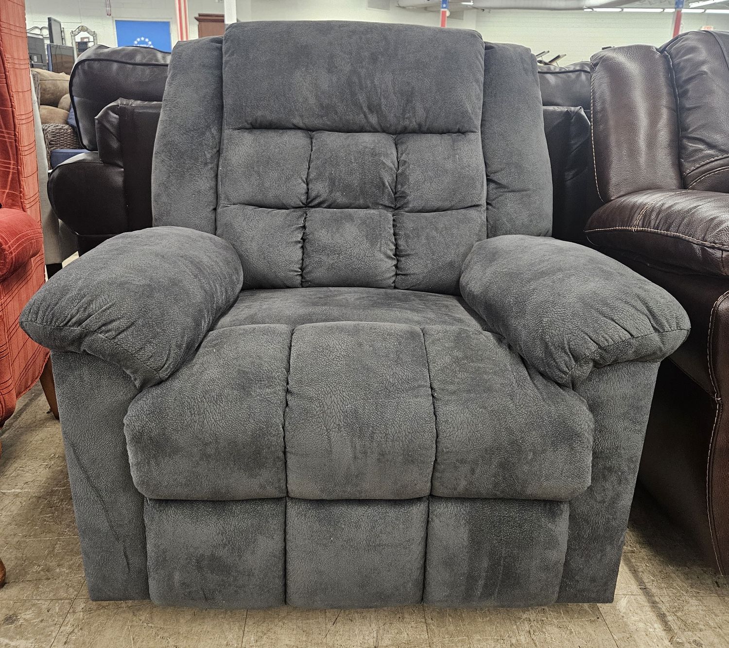 Plush Gray Recliner Chair