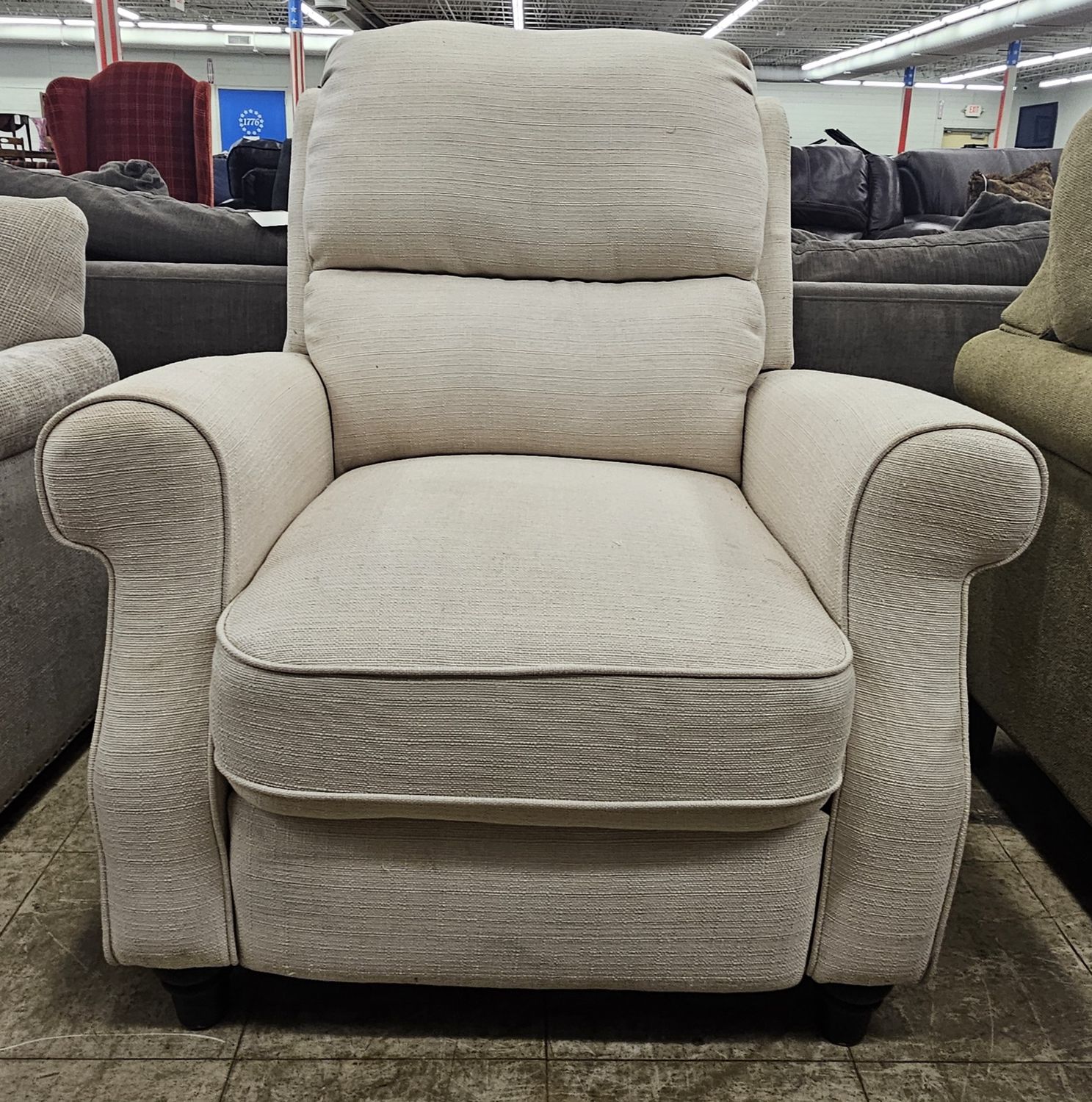 Cream Fabric Recliner – Overstuffed Comfort