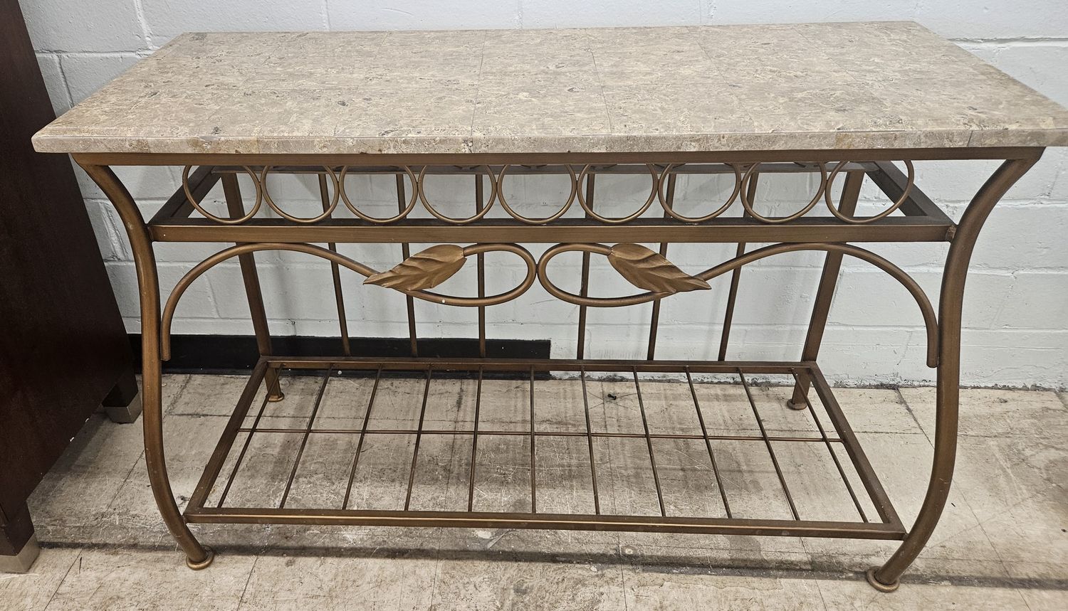Metal &amp; Stone Top Sofa Table