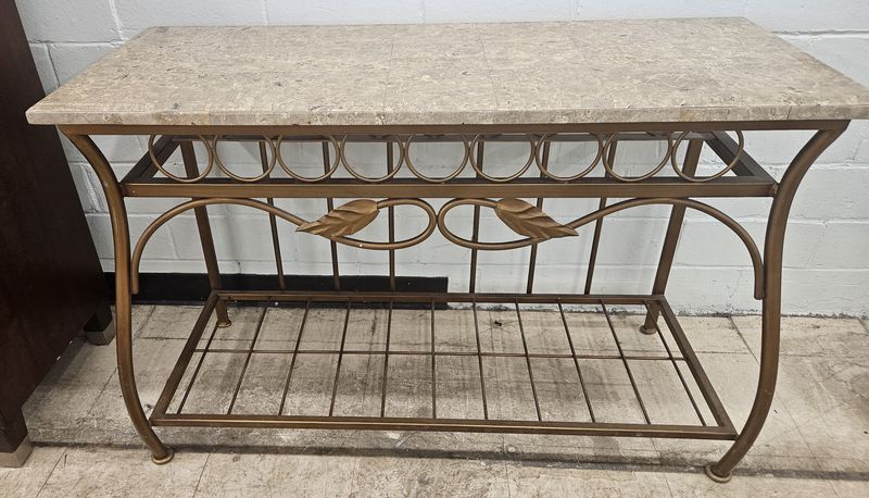 Metal &amp; Stone Top Sofa Table