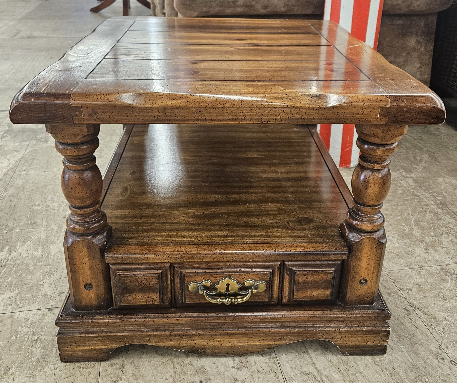 Rustic Wood End Table with Drawer &amp; Shelf