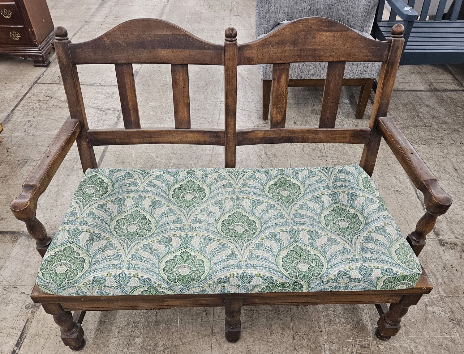 Solid Wood Bench with Upholstered Seat