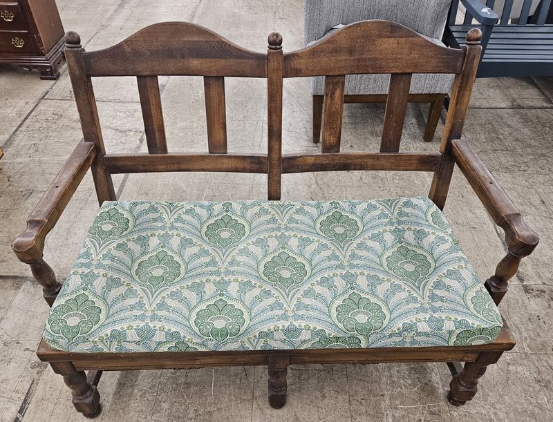 Solid Wood Bench with Upholstered Seat