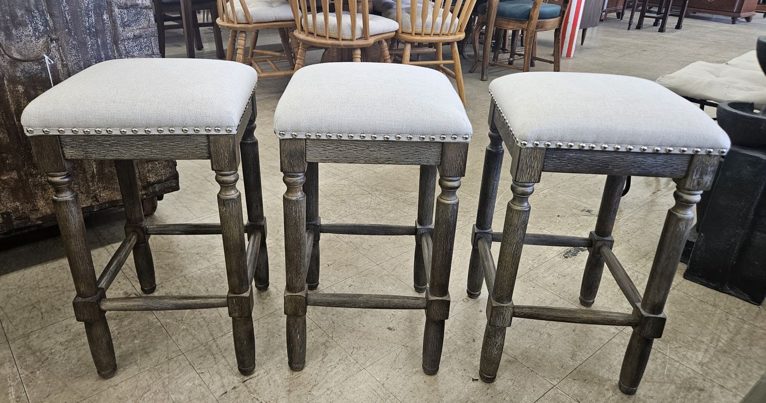 Set of 3 Upholstered Counter Stools