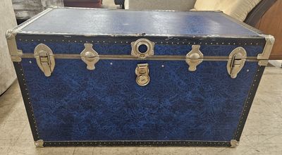 Vintage Blue Storage Trunk / Steamer Chest