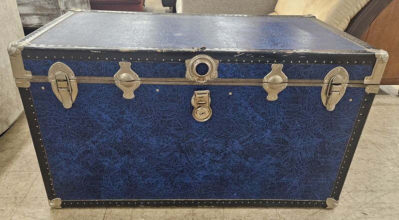 Vintage Blue Storage Trunk / Steamer Chest