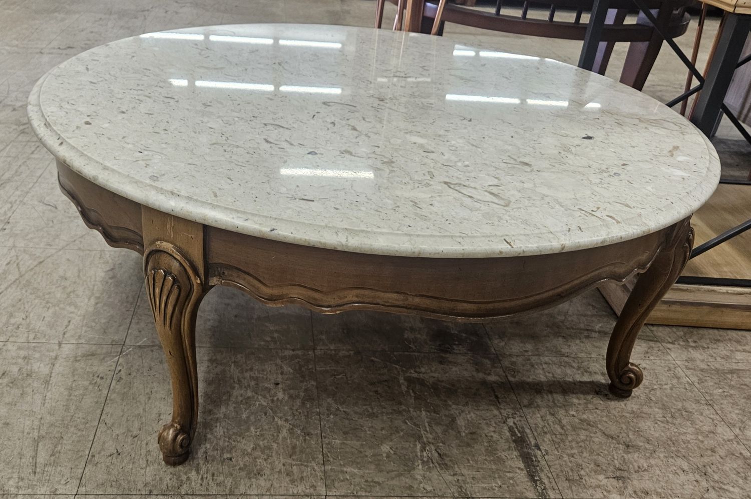 Marble Top Oval Coffee Table