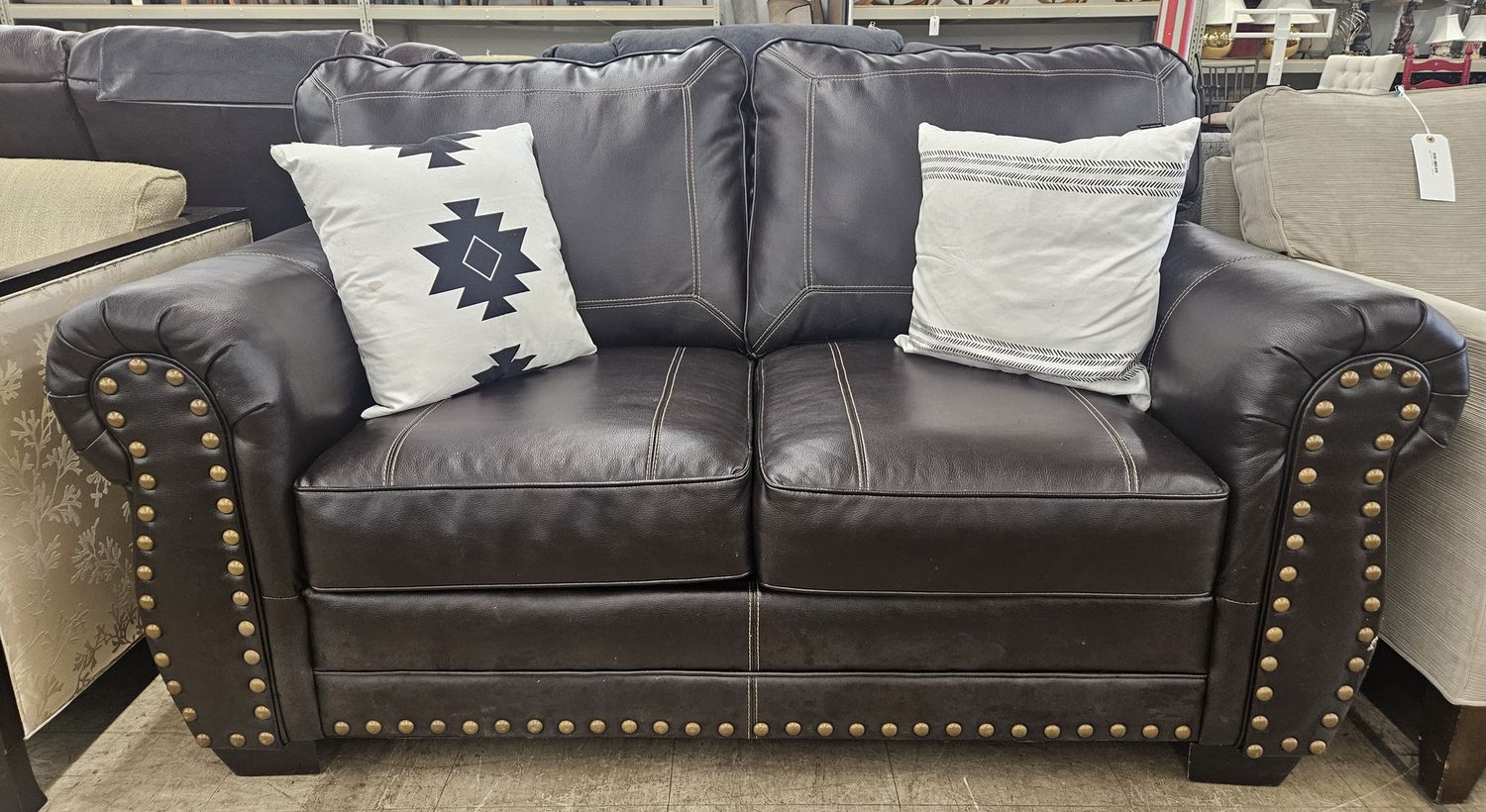 Midnight Nailhead Sleeper Loveseat - FREE DROP OFF DELIVERY