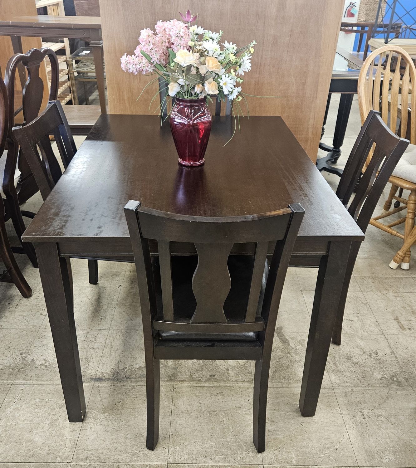 Espresso Dining Table Set with 4 Chairs - FREE DELIVERY