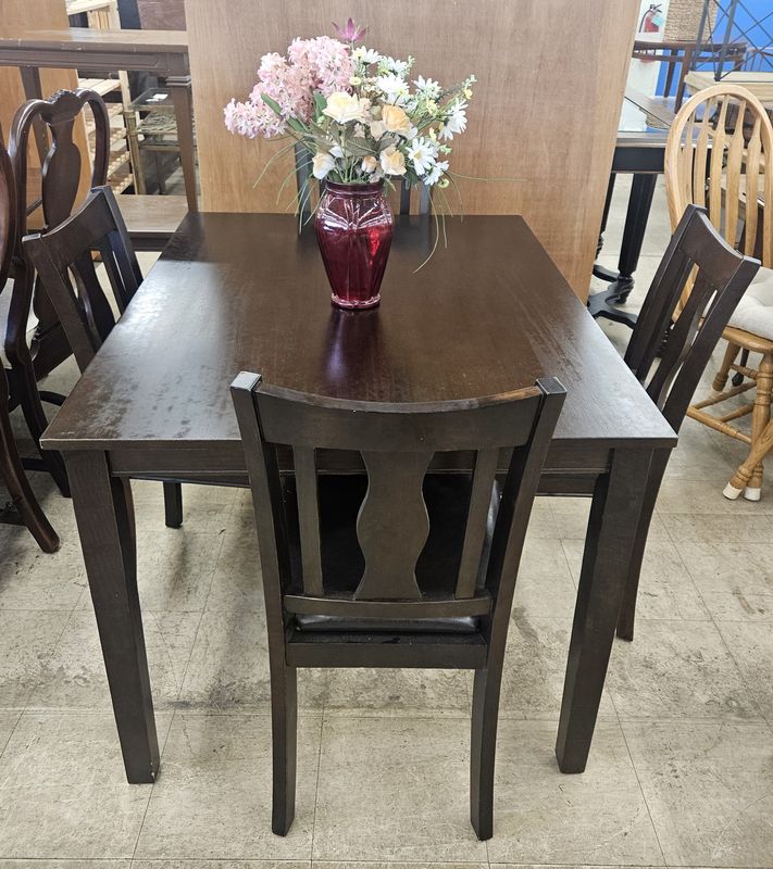 Espresso Dining Table Set with 4 Chairs - FREE DELIVERY