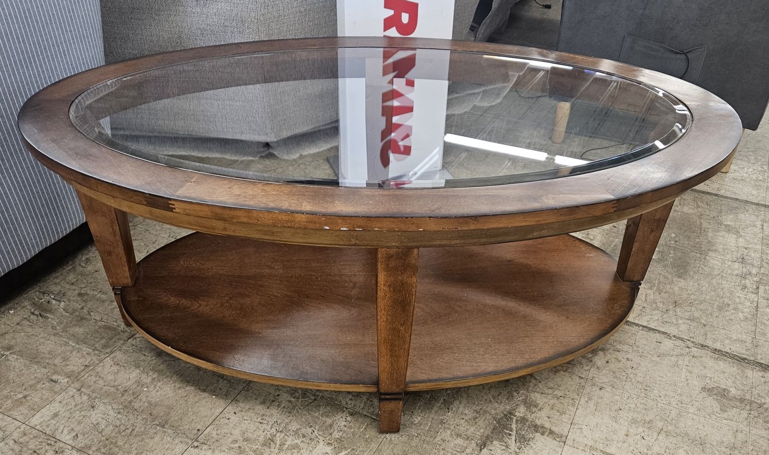 Oval Glass Top Coffee Table