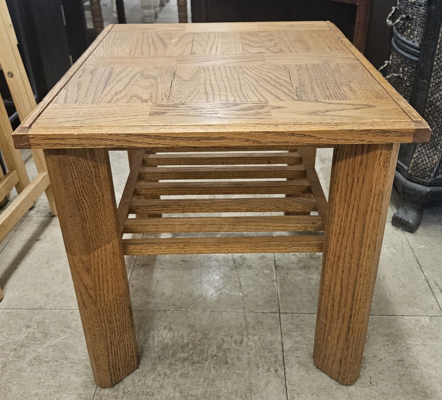 Oak Parquet Top End Table