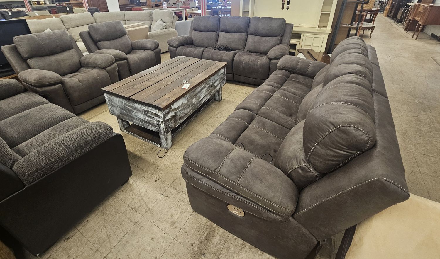 Gray Power Reclining Living Room Set – 4 Pieces - FREE DELIVERY
