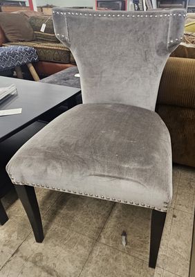 Silver Velvet Wingback Chair