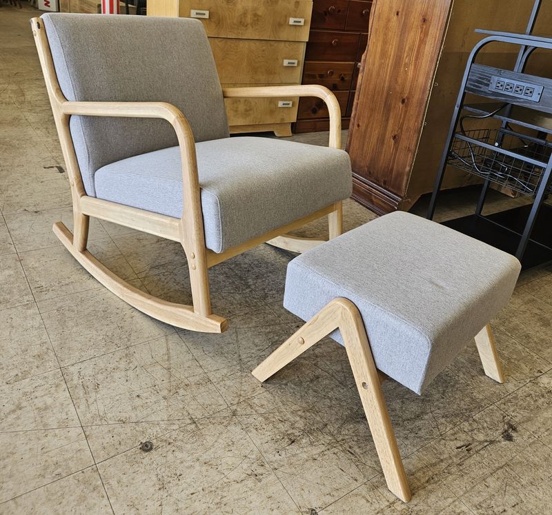 Scandinavian Rocking Chair &amp; Ottoman Set