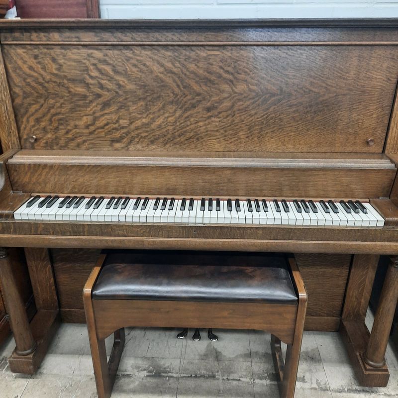 Quarter-Sawn Oak Kimball Upright Grand