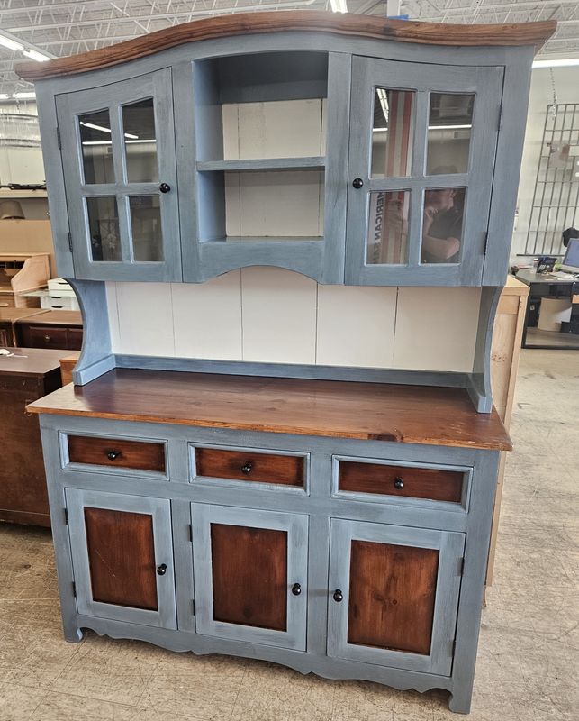 Two-Tone Rustic Farmhouse Kitchen Hutch - FREE DELIVERY
