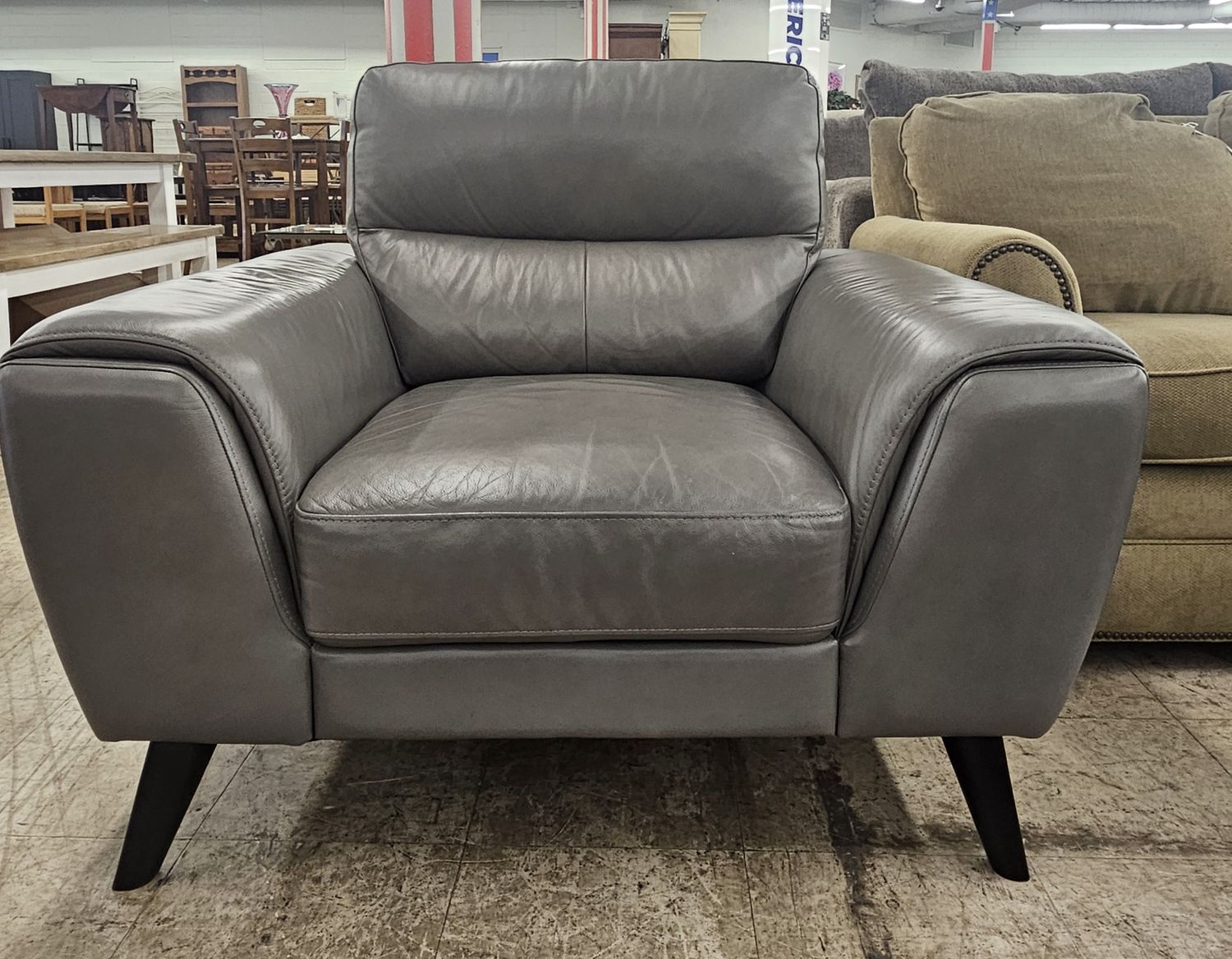 Chateau d'Ax Gray Leather Accent Chair - FREE DELIVERY