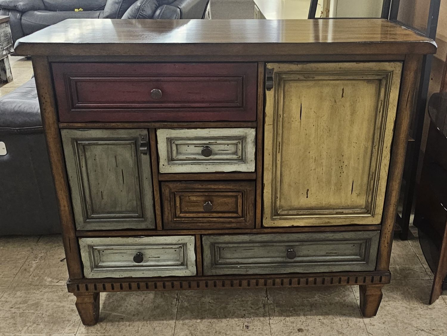 Rustic Multicolor Accent Storage Cabinet - FREE DELIVERY