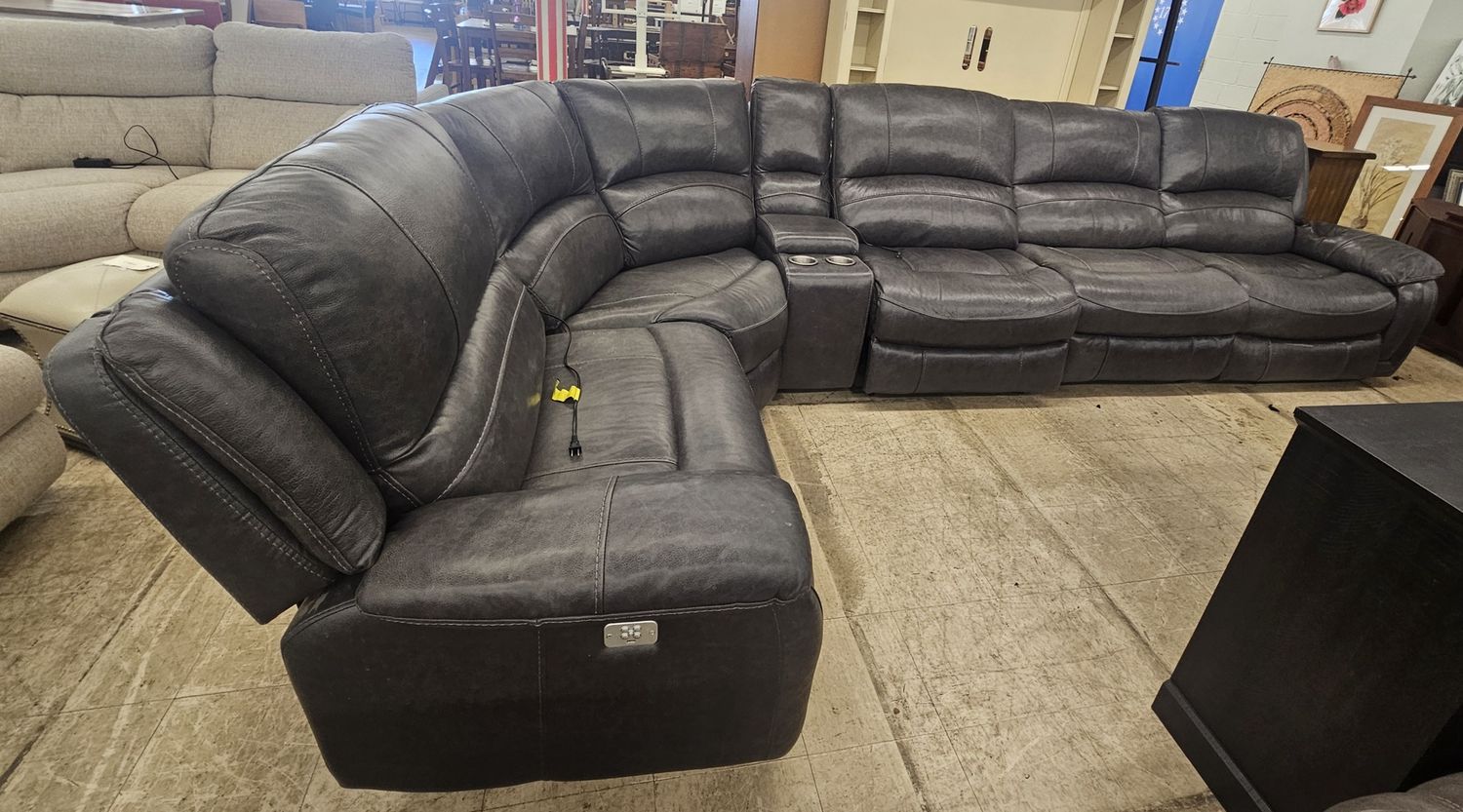 Modern Gray Power Reclining Sectional with Console - FREE DELIVERY