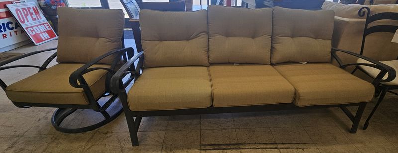 Outdoor Patio Sofa &amp; Swivel Rocker Chair Set