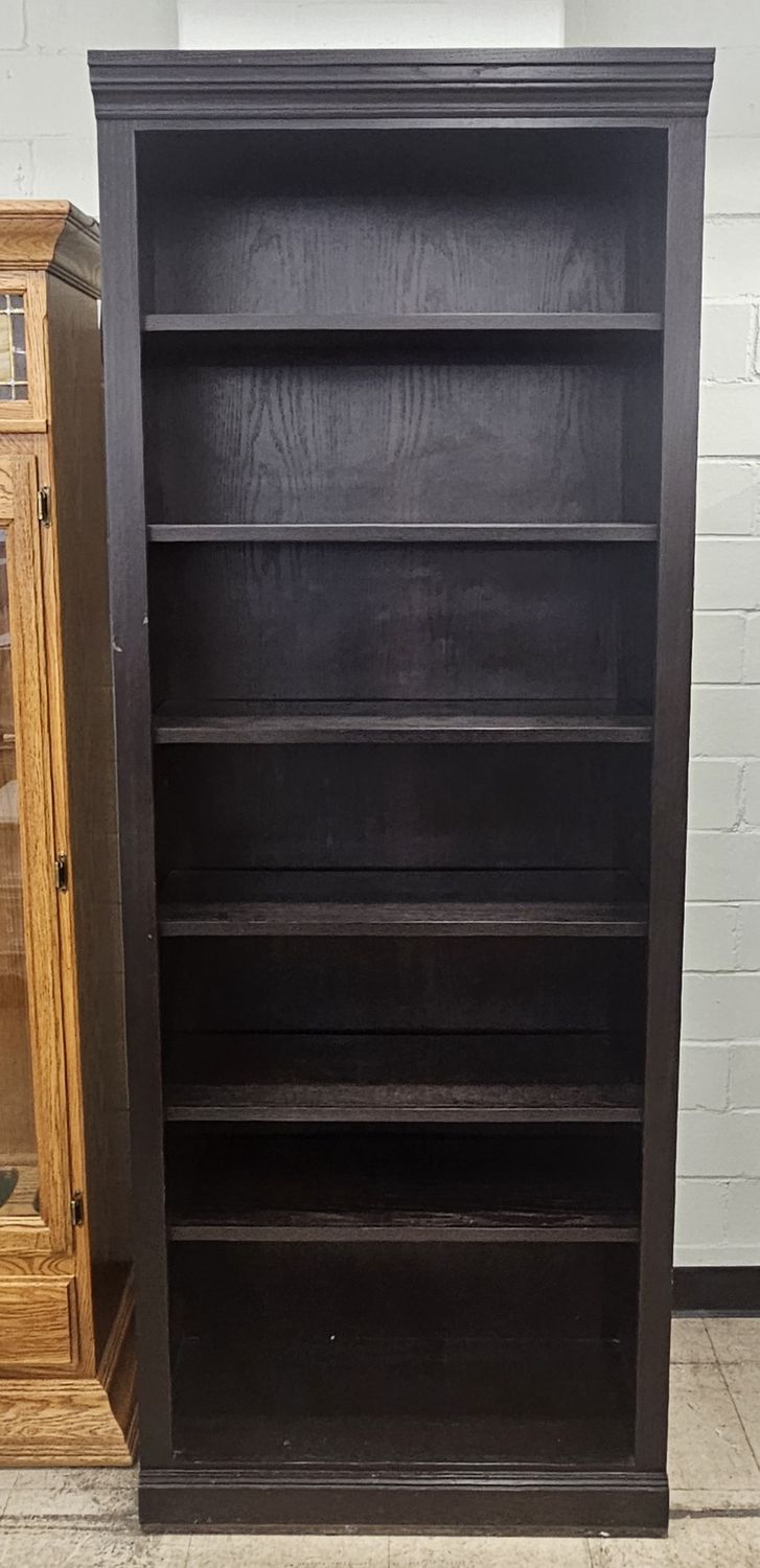 Tall Espresso Bookcase with Adjustable Shelves