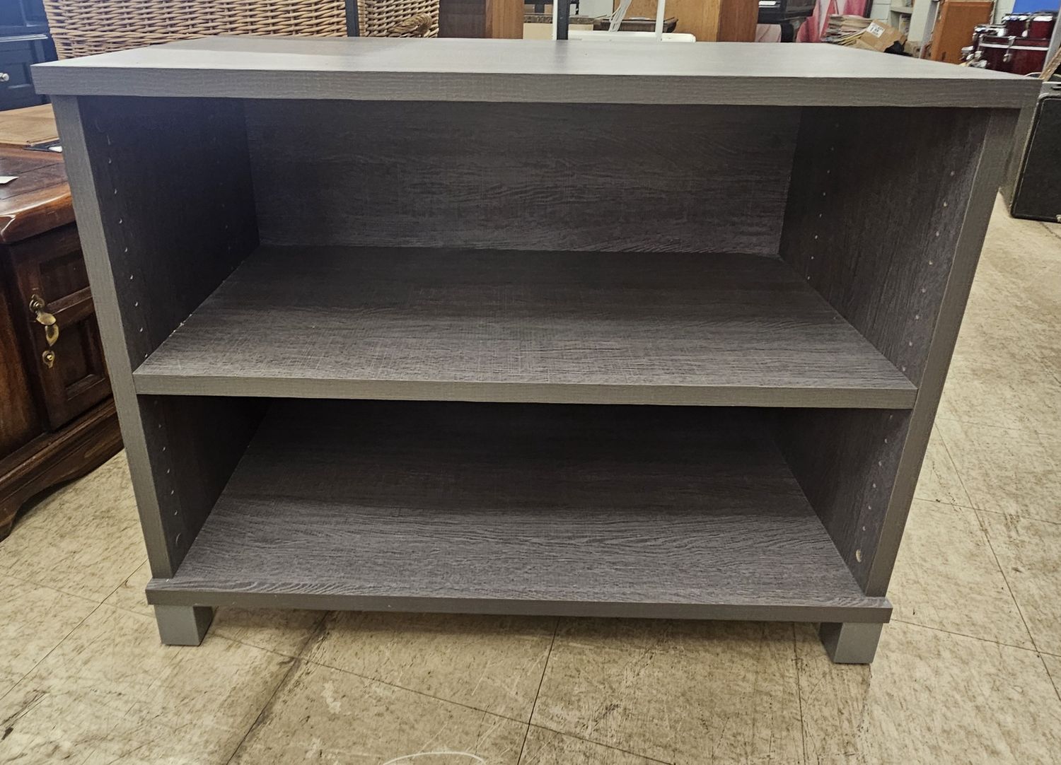 Modern Gray Open Bookcase Console