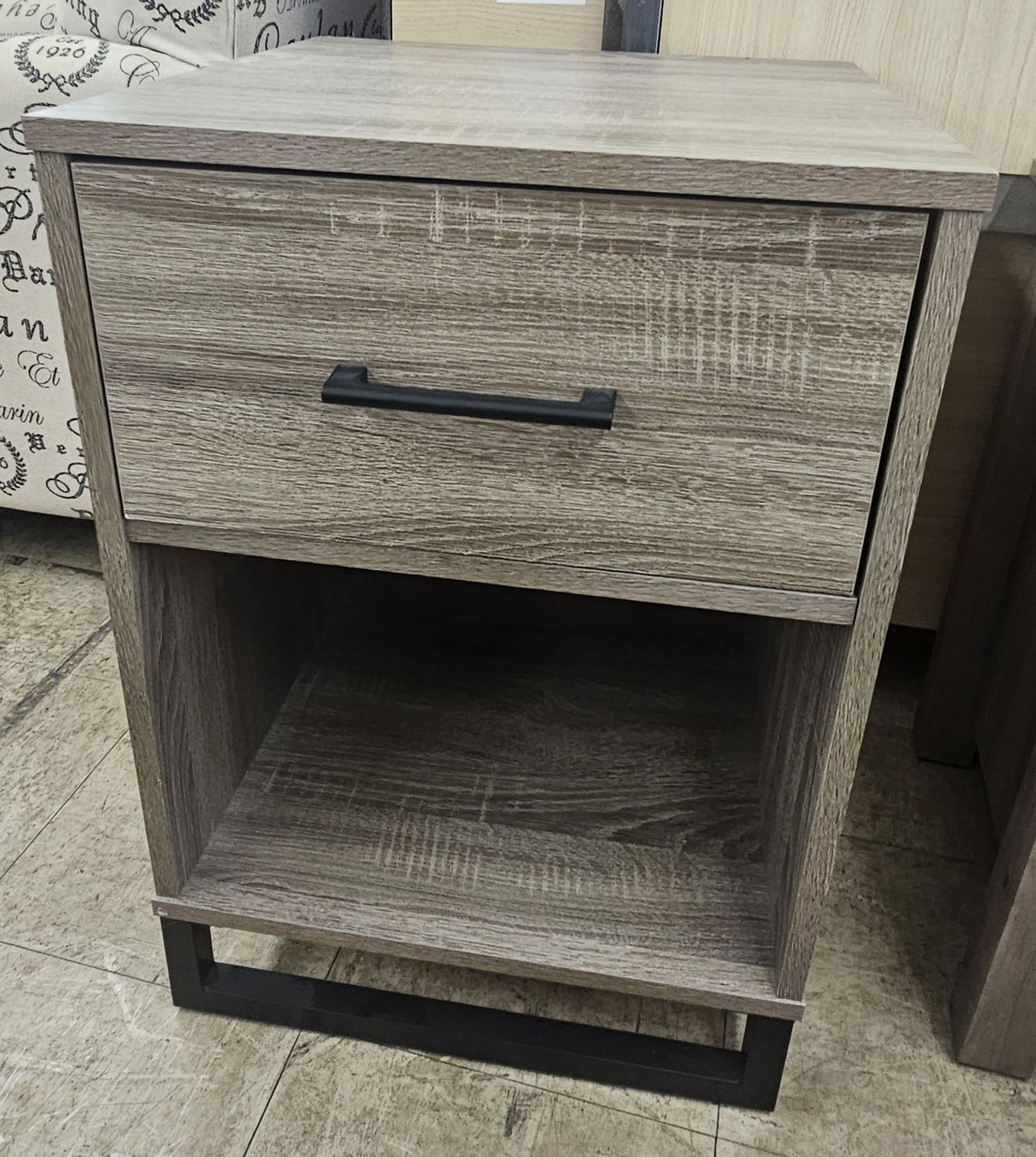 Modern Rustic Nightstand with Drawer &amp; Open Shelf