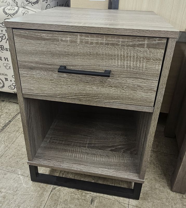 Modern Rustic Nightstand with Drawer &amp; Open Shelf