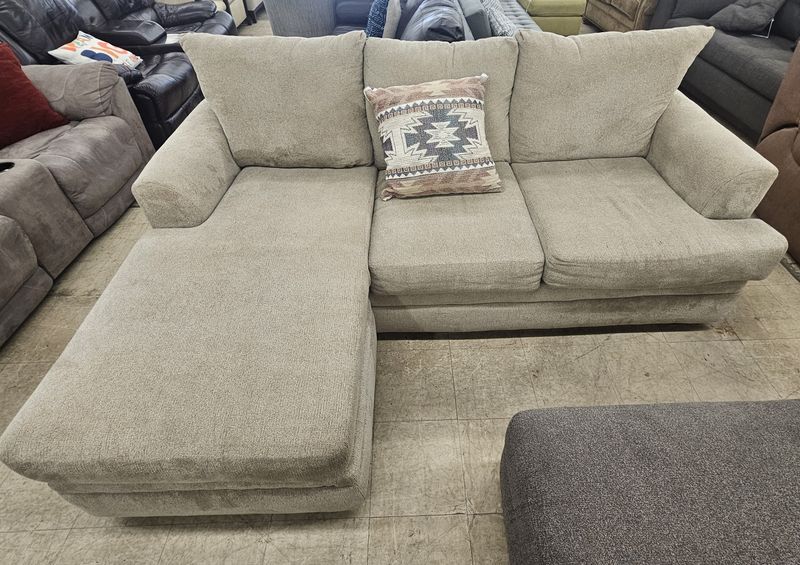 Modern Beige Chaise Sectional Sofa - FREE DELIVERY